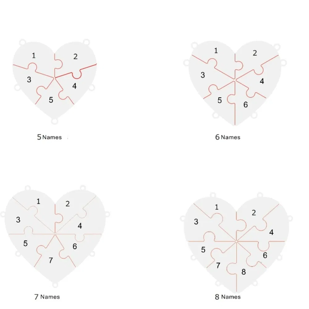 Metal Color: Rust Red, Length: 55cm, Main Stone Color: Silver - Personalized Charm Stainless Steel Pendant Name Jigsaw Heart Necklace for Women Jewelry for Men Family Name Chains Necklace