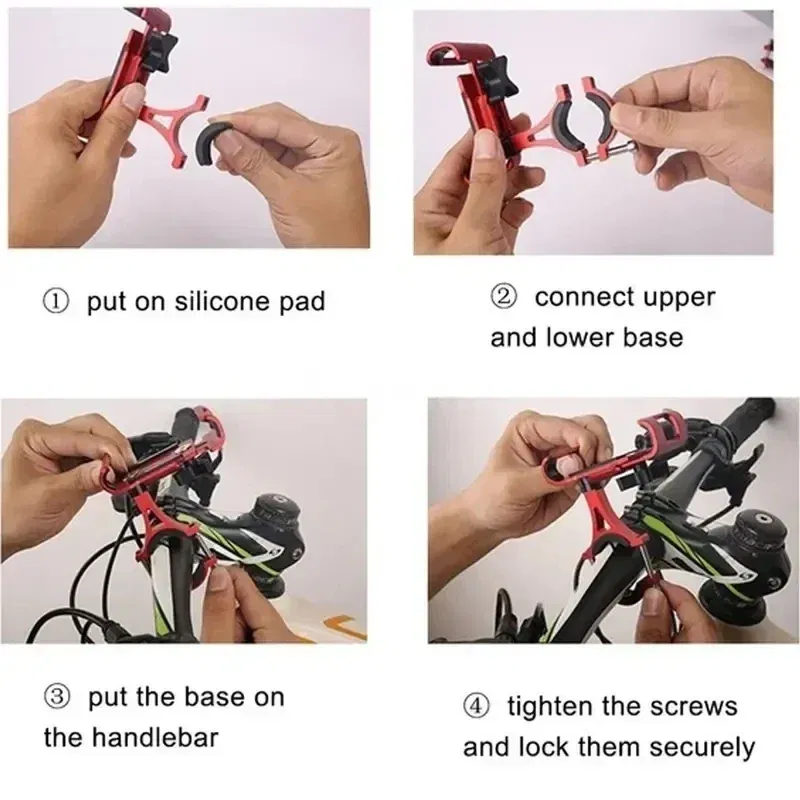 Color: Yellow - 360 Rotate Metal Motorcycle Bicycle Phone Holder Aluminum Alloy Anti-slip Bracket Support GPS Clip Bike Phone Stand for iPhone