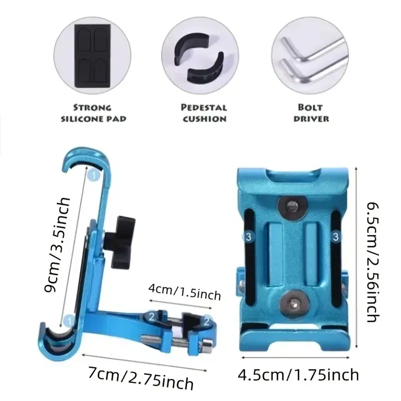 Color: Yellow - 360 Rotate Metal Motorcycle Bicycle Phone Holder Aluminum Alloy Anti-slip Bracket Support GPS Clip Bike Phone Stand for iPhone