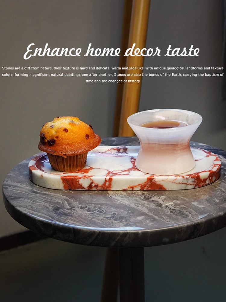Real Luxurious Marble Vanity Tray for Perfume Candles Jewelry Luxury Calacatta Marble Tray for Home Decor