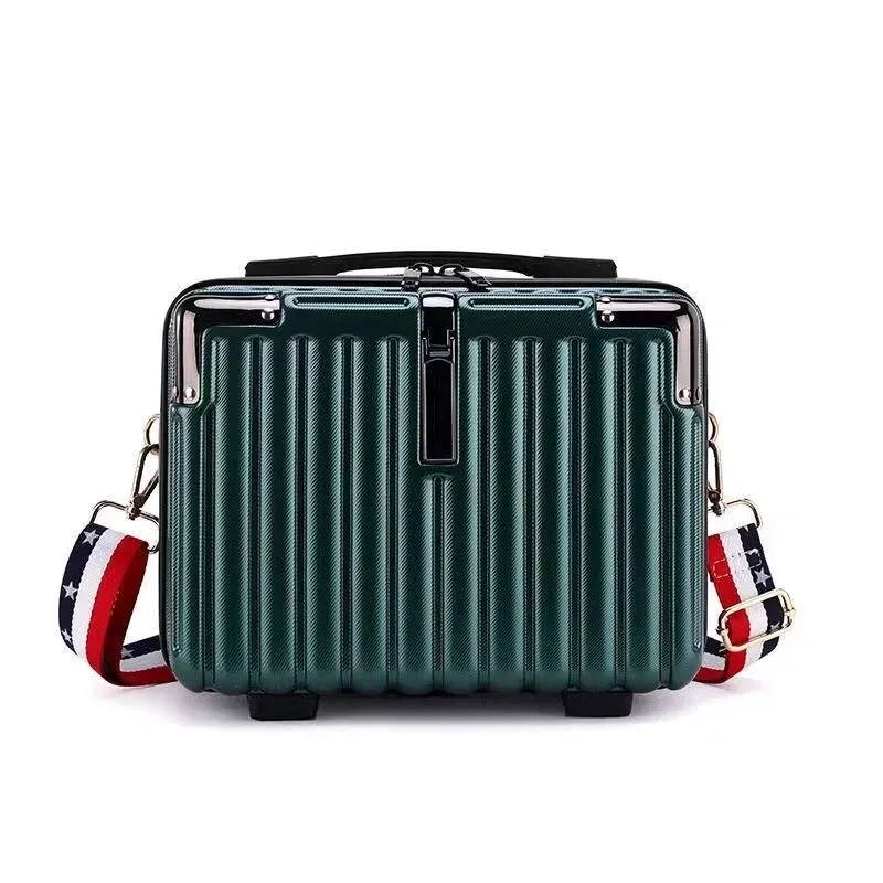 Color: Brown - Mini Luggage Travel Bag Handbag Shoulder Bag Fashion Makeup Case 14 Inch Backpack Multifunctional Portable PC Bags Hand Bags