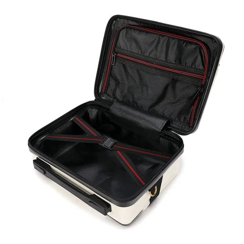 Color: Brown - Mini Luggage Travel Bag Handbag Shoulder Bag Fashion Makeup Case 14 Inch Backpack Multifunctional Portable PC Bags Hand Bags