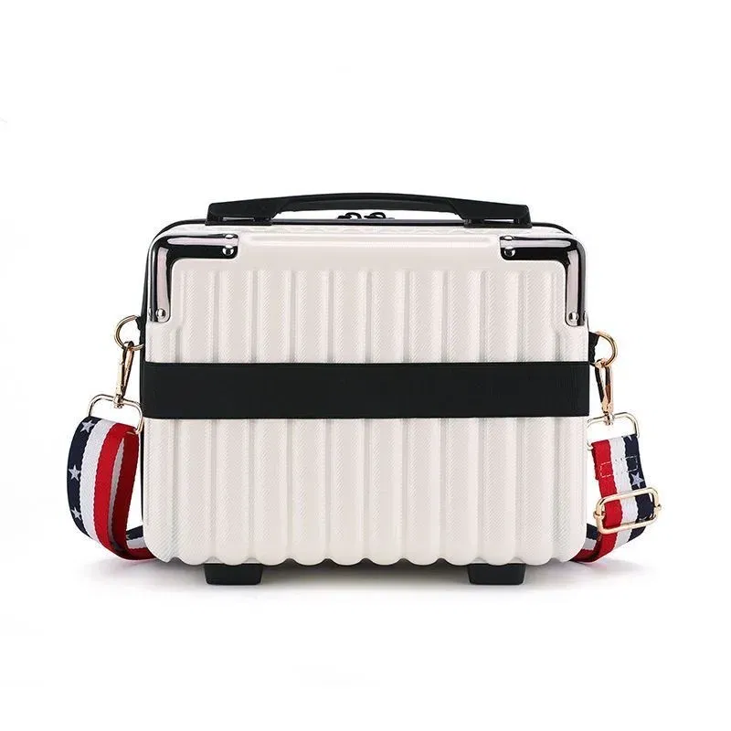 Color: Brown - Mini Luggage Travel Bag Handbag Shoulder Bag Fashion Makeup Case 14 Inch Backpack Multifunctional Portable PC Bags Hand Bags
