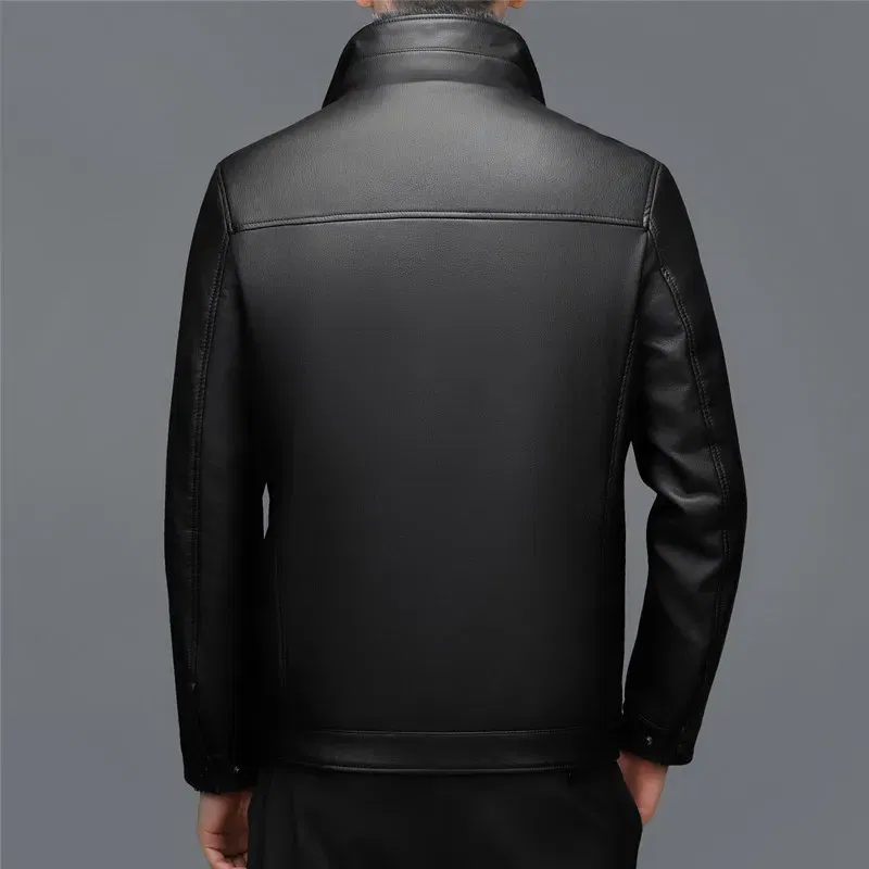 Men's Genuine Leather Jacket, Collar, Sheepskin Down Jacket, Warm And Thick White Duck Down Coat, Autumn