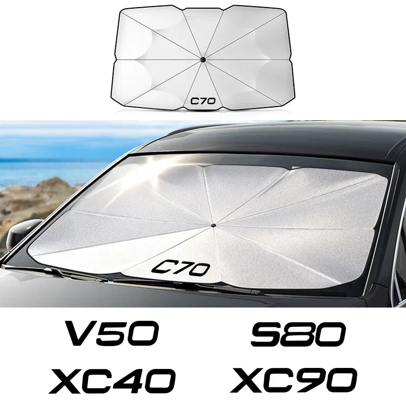 Color: Ivory - Car Front Shading Car Windshield Sunshade Umbrella For Volvo XC90 XC60 C30 T6 S60 C70 XC40 V40 XC70 V60 V50 S80 S40 AWD V90 S90