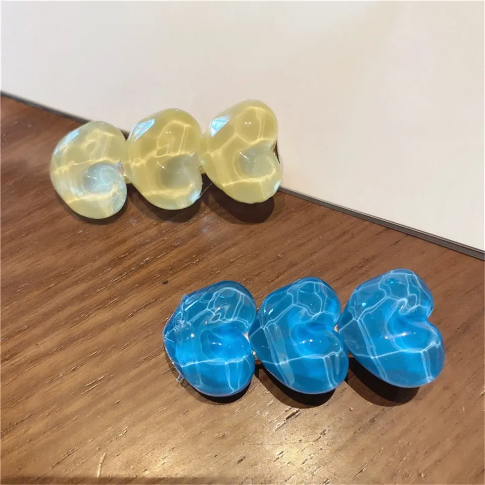 Color: Lavender - Summer Candy Color Heart Hair Clips Barrettes Sweet Transparent Jelly Hairpin Women Girls Cute Handmade Hairgrips Acccessories