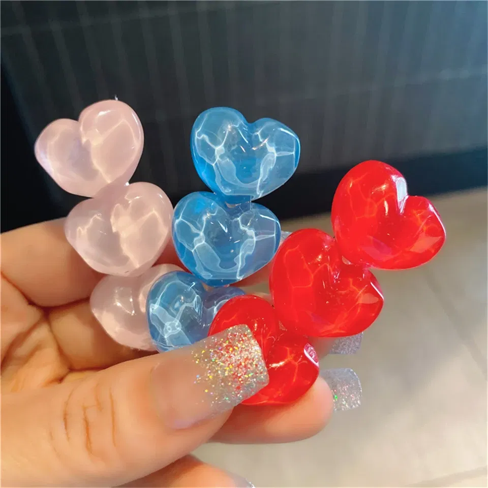 Color: Lavender - Summer Candy Color Heart Hair Clips Barrettes Sweet Transparent Jelly Hairpin Women Girls Cute Handmade Hairgrips Acccessories
