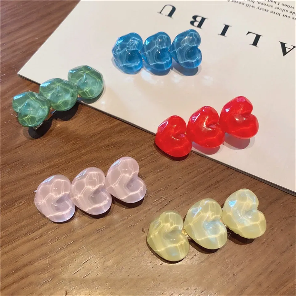 Color: Lavender - Summer Candy Color Heart Hair Clips Barrettes Sweet Transparent Jelly Hairpin Women Girls Cute Handmade Hairgrips Acccessories