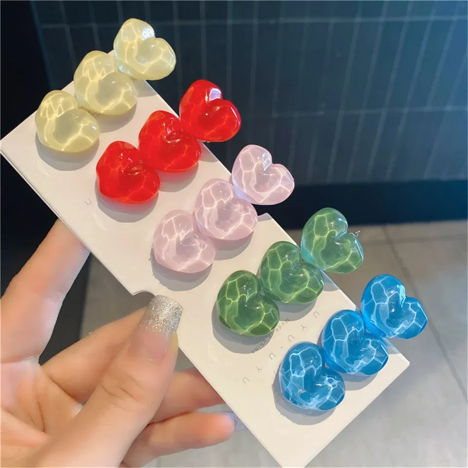 Color: Lavender - Summer Candy Color Heart Hair Clips Barrettes Sweet Transparent Jelly Hairpin Women Girls Cute Handmade Hairgrips Acccessories