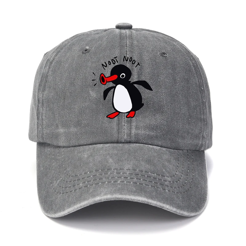 Color: GRAY, Size: Adjustable - Noot Baseball Cap Men Hats Women Visor Protection Snapback Pingu Pinga Penguin TV Caps