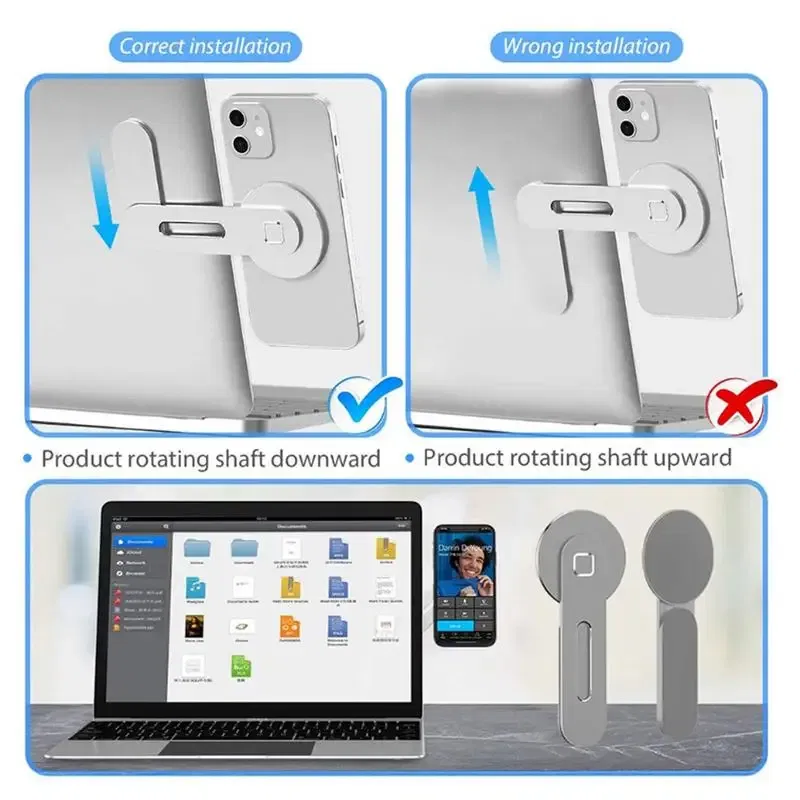 Color: Silver, Ships From: United States - Laptop Phone Holder Magnetic Mobile Phone Stands Foldable Computer Expansion Bracket Slim Portable Monitor Side Mount For Office