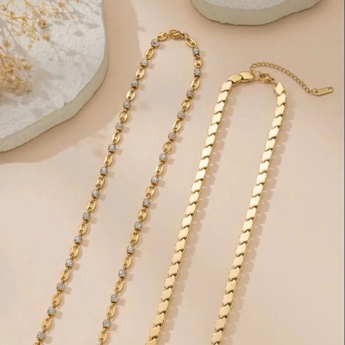 Metal Color: Light Yellow Gold Color, Length: 50cm - Unisex Stainless Steel Gold Plated Chain Necklace Trendy Middle East Arabic Jewelry Accessory for Men And Women