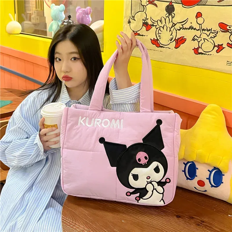 Color: Pink - My Melody Pochacco Kawaii Sanrio Kuromi Anime Women Handbag Tote Shoulder Bag Cute Cartoon Girl High-capacity Commuter Package