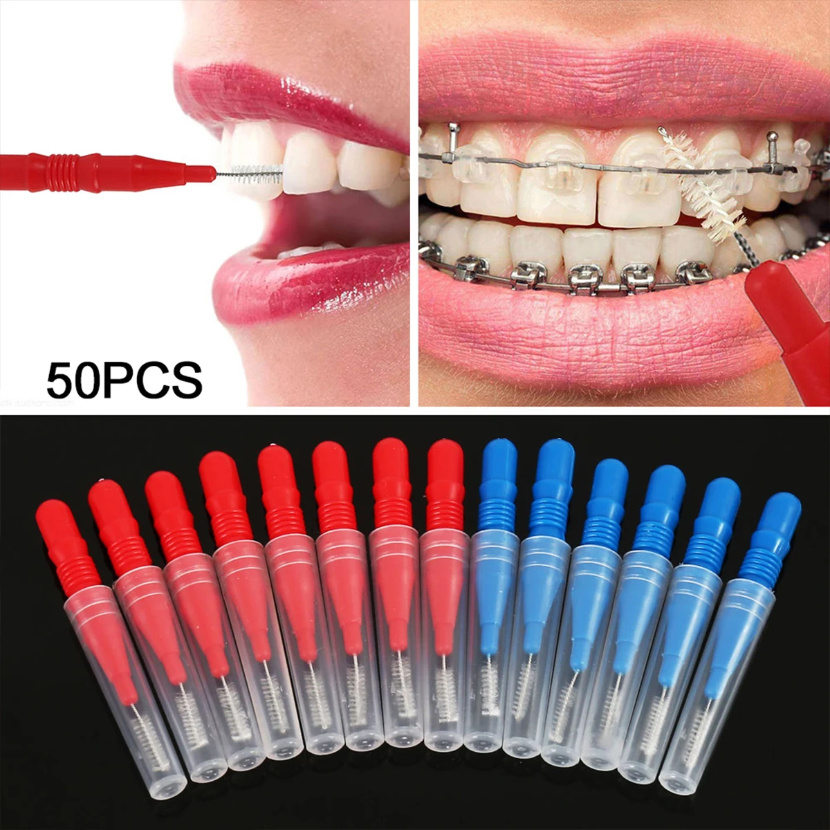 Color: NUDE - 160/50pcs Orthodontic Interdental Brush Clean Between Teeth Mini Toothbrush for Oral Care Safe Floss Tooth Pick Soft Teeth Brush