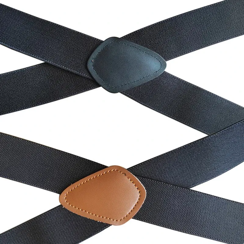 Color: Dark Brown, Ships From: CHINA - Men's Heavy Duty Trucker Suspenders 3.5cm Wide X-Back with 2 Side Clip Swivel Hooks Adjustable Elastic Big Tall Trouser Braces