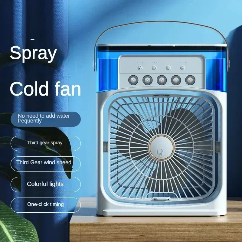 Color: Black - Portable 3 In 1 Humidifier Fan AIr Conditioner Household Small Cooler Hydrocooling Air Adjustment 3 Speed Fans For Home Office