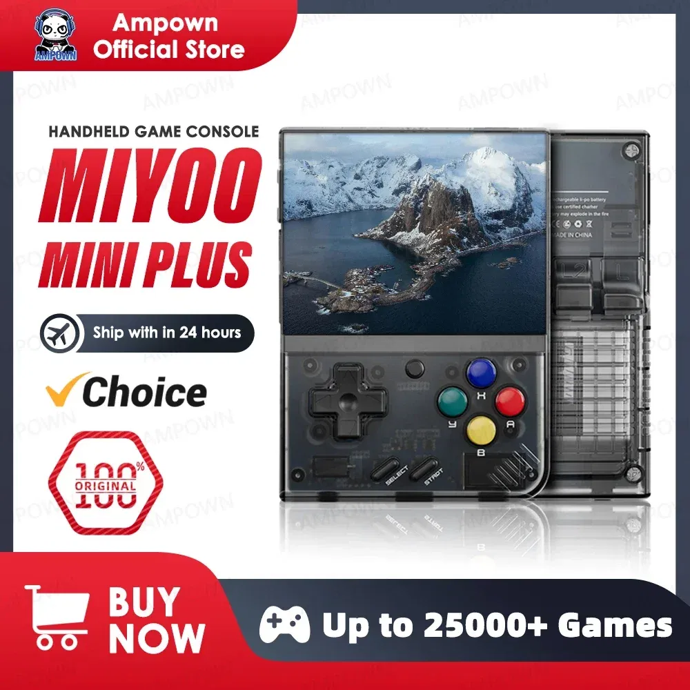 Color: Gold, Bundle: Bundle 1 - MIYOO Mini Plus Portable Retro Handheld Game Console V2 Mini+ IPS Screen Classic Video Game Console Linux System Children's Gift