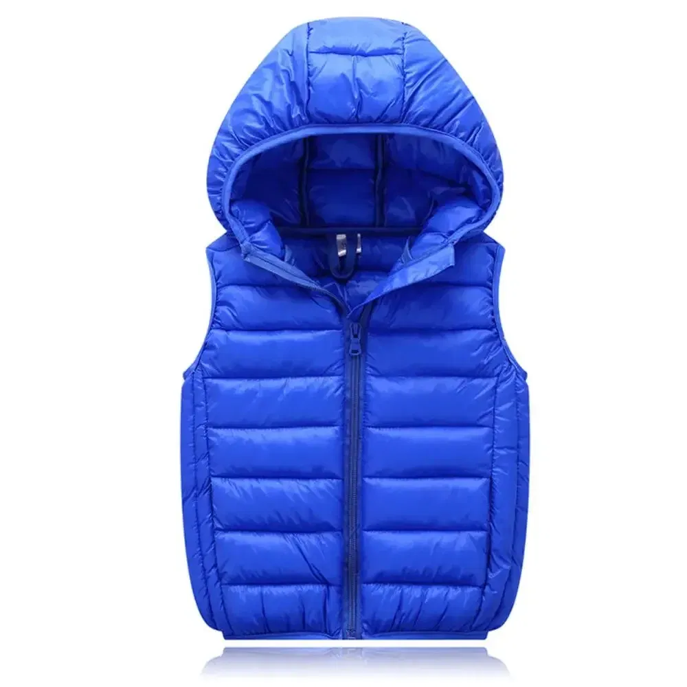 Color: SKY BLUE, Kid Size: 10T - Fall Solid Waistcoat Children Outerwear Winter Coats Kids Clothes Warm Boys and Girls Hooded Vest for Age 2-12 Years Old