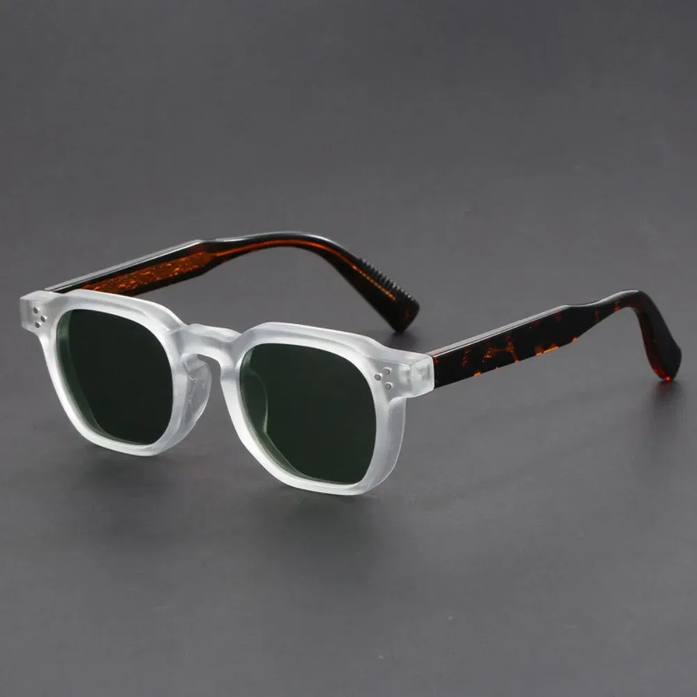 Lenses Color: WHITE - Boho Retro Polarized Sunglasses for Men Frame Polygonal Women's Sunglasses Outdoor High Quality Travel Glasses