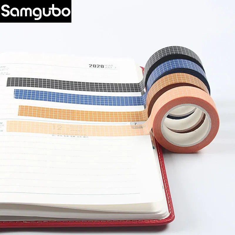 Color: WHITE - 10M Pure Color Grid  Washi Tape Set Masking Tape Journaling Supplies Washy Tape Organizer Washitape Stationery Sticker Scrapbook