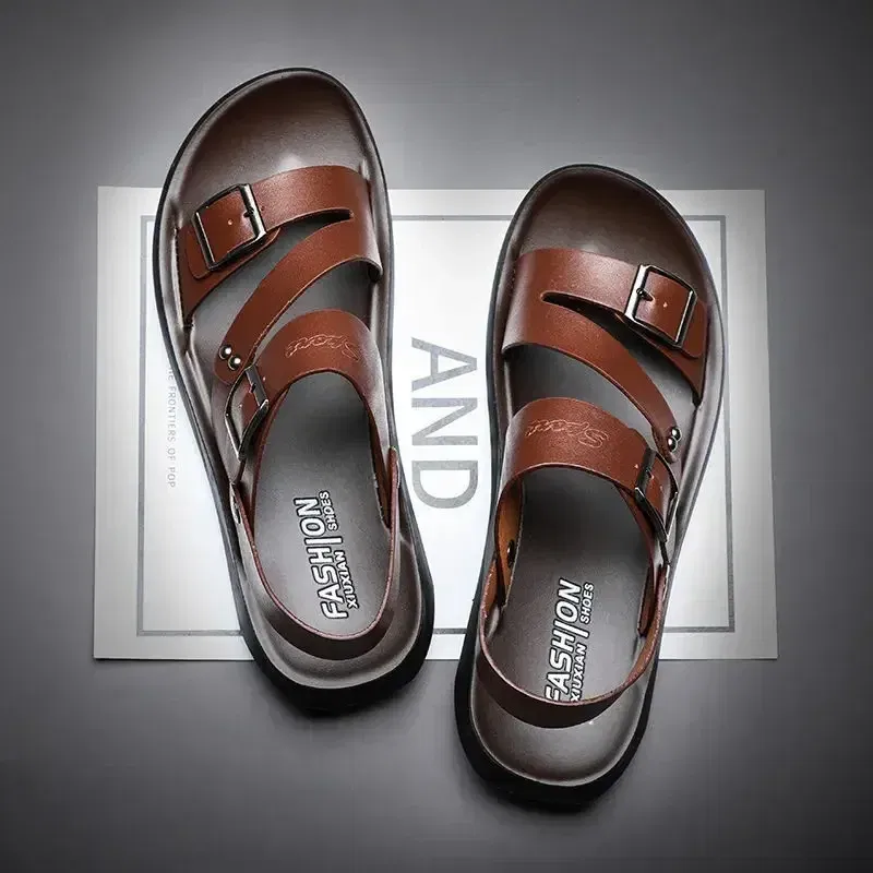 Color: Black, Shoe Size: 46 - Men's Sandals Wholesale Summer Soft soled Anti slip Beach Shoes Men's Large New Casual Beach Outwear Sandals
