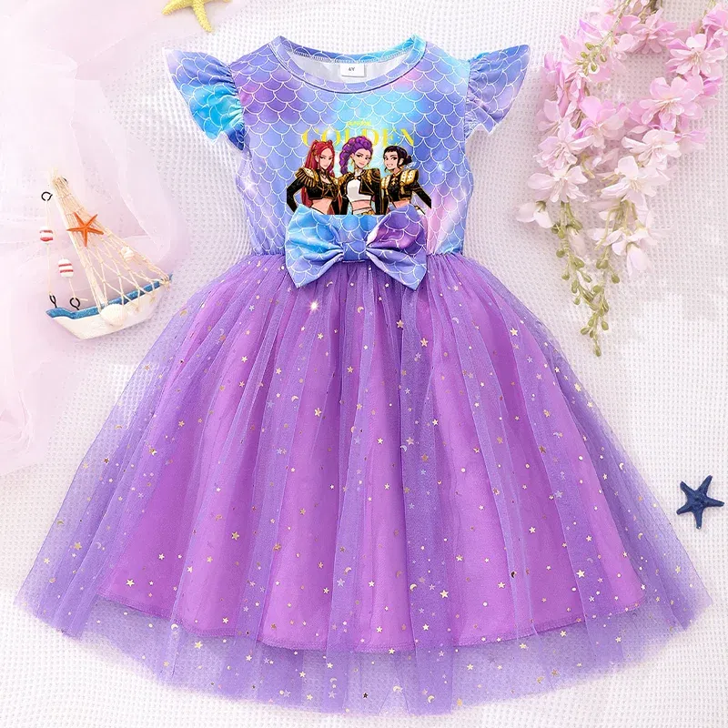 Color: green, Size: One Size, Ships From: CHINA, Height: 176 - KPop Demon Hunter Christmas Princess Dress Girl Fashion Casual Autumn Butterfly Dress Wedding Birthday Party Dress Gift Clothes