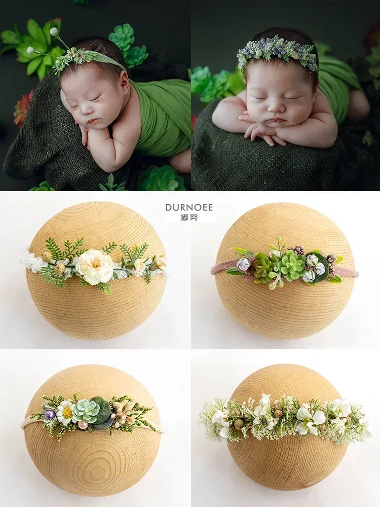 Color: GRAY - Baby Headband Newborn Photography Flower Headbands Baby Photo Infant Headwear