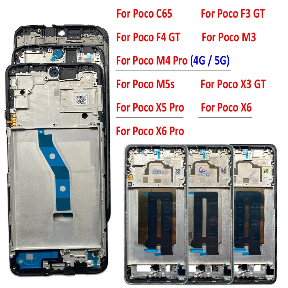 Color: black - LCD Screen Middle LCD Front Frame Housing Bezel Plate Panel Chassis For Xiaomi Poco C65 X3 F3 F4 GT M3 M4 Pro 4G 5G M5S X5 X6