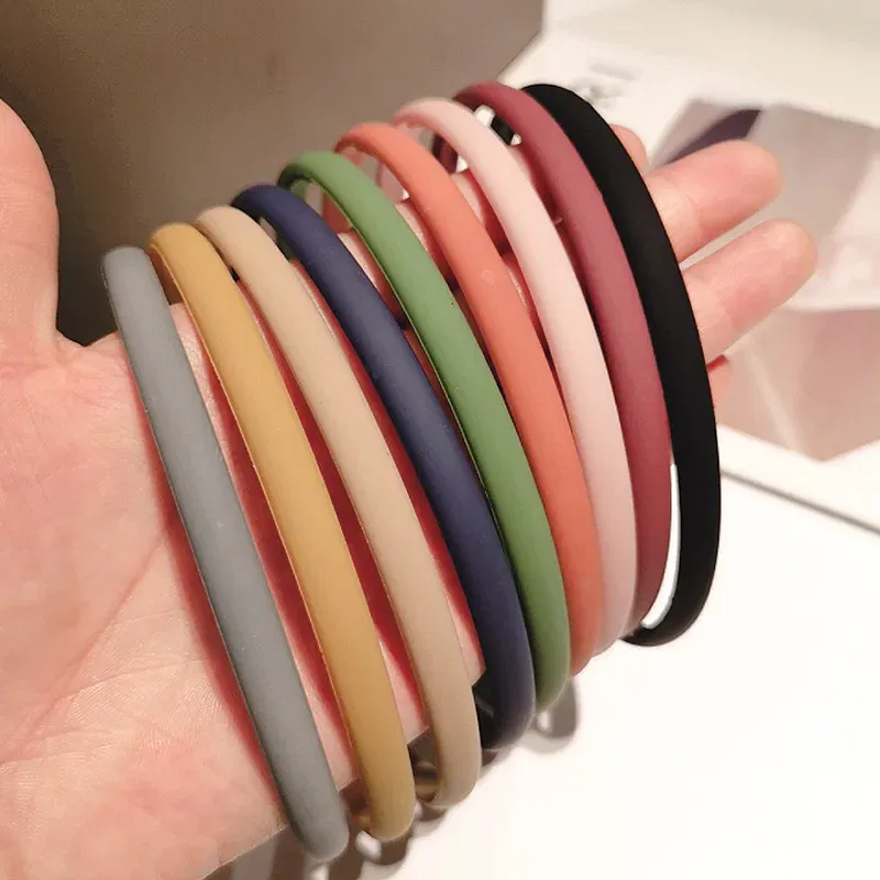 Color: Yellow - New Fashion Solid color resin Simple frosted anti-slip wave shape Toothed Wild Hairbands Women Girls Hair Accessories Headdress