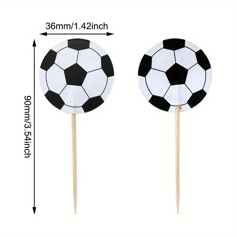 Color: DARK GRAY - 24/48pcs Football Cake Decoration Football Cupcake Topper Soccer Theme Cake Topper Kids Birthday Party Supplies