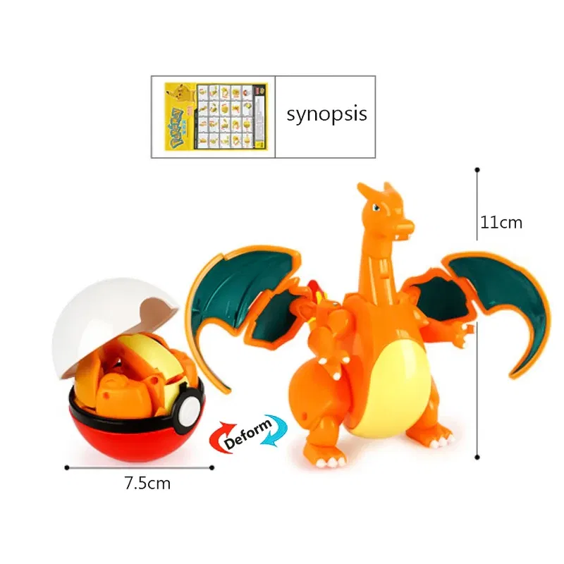 Color: black - High Quality Pokemon Ball Deformation Toy Pikachu Mewtwo Gyarados Pocket Monster Pokeball Pokemon Action Figure Children Toy Gif