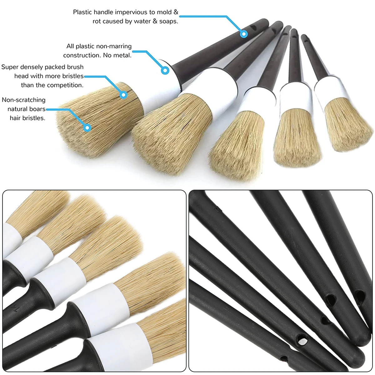 Color: Blue - Car Detailing Brush Set Car Cleaning Brushes Sponges Towels for Car Air Vents Rim Cleaning Dirt Dust Clean Tool Wash Accessories