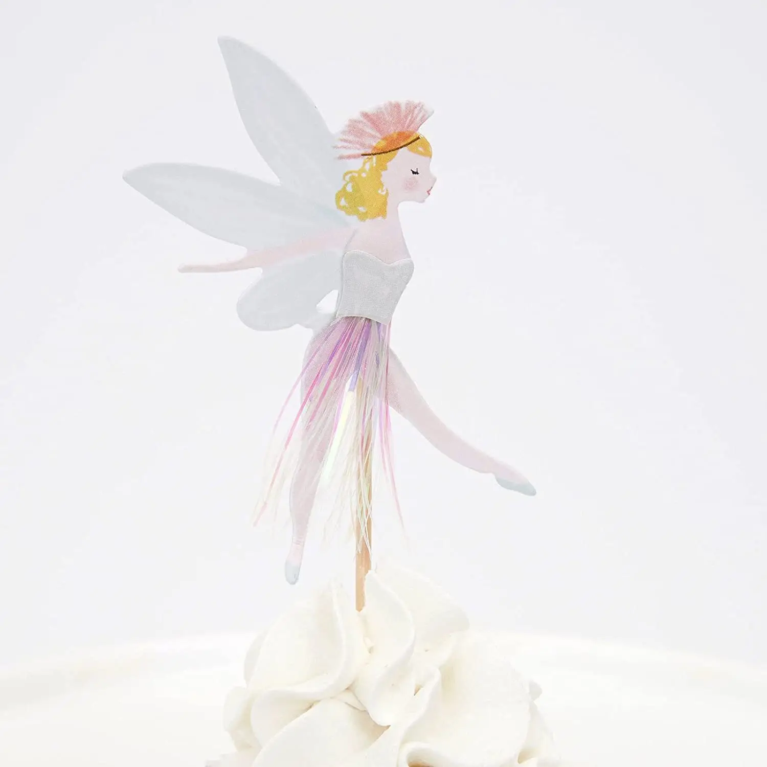Color: MINT GREEN - 12/24pcs Fairy Cake Topper Girl Birthday Party Cupcake Topper Fairy Theme Party Decoration Wing Angel Fairy Cake Topper