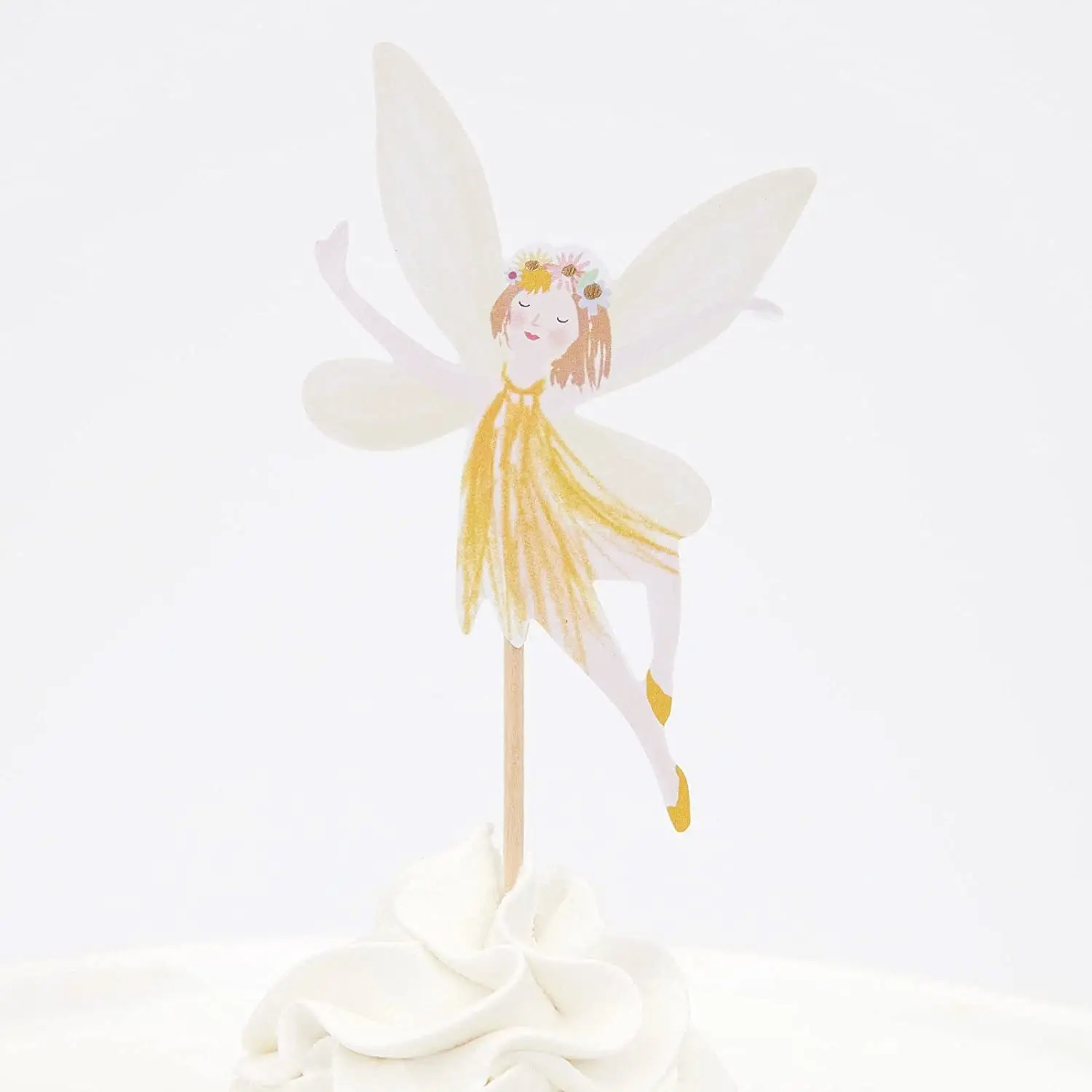 Color: MINT GREEN - 12/24pcs Fairy Cake Topper Girl Birthday Party Cupcake Topper Fairy Theme Party Decoration Wing Angel Fairy Cake Topper