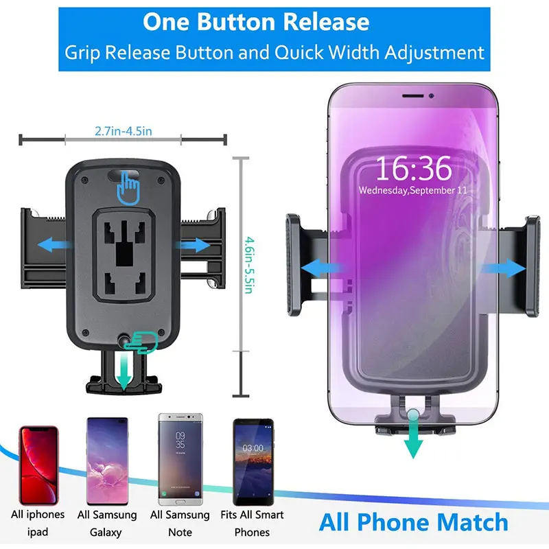 Color: black - Universal Car Phone Holder Cellphone Mount Stand Adjustable Car Cup Phone Mount for iPhone 14 13 12 Por MAX Huawei Samsung