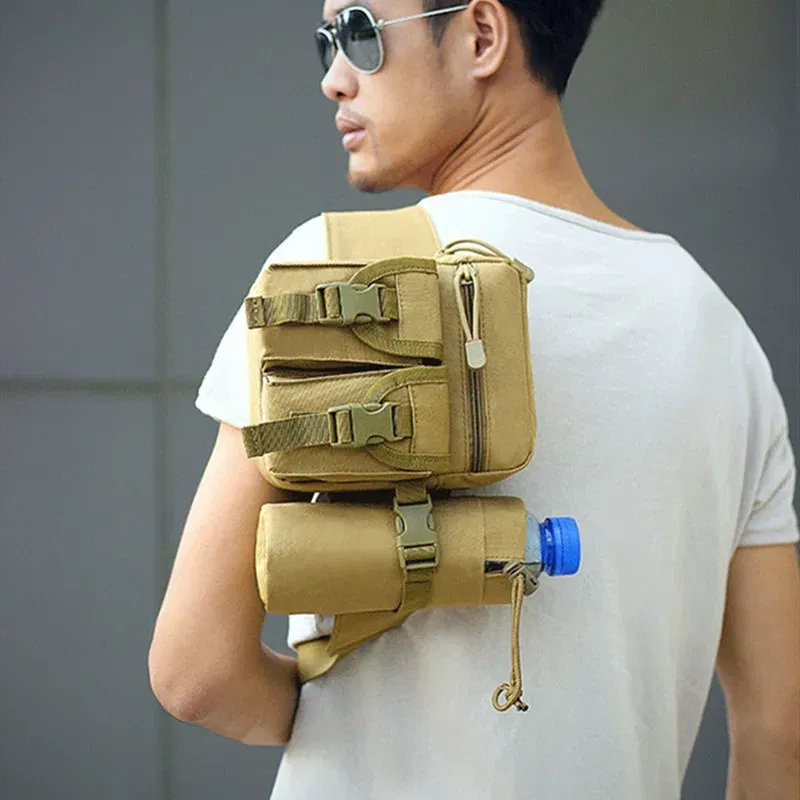 Color: army green - 2024 New Waist Pack Tactical Nylon Hiking Water Bottle Phone Bag Outdoor Sports Hunting Climbing Camp Belt Bag