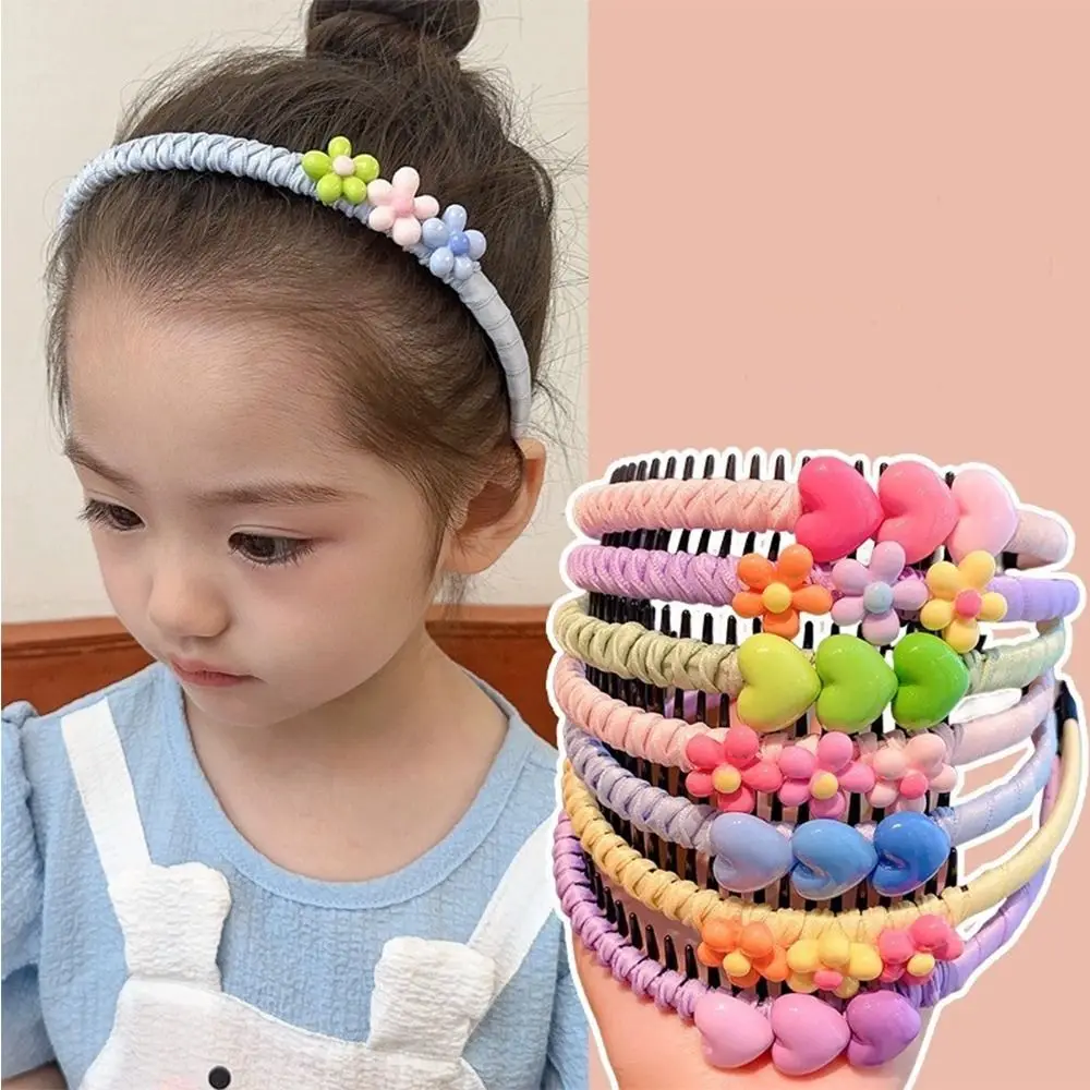 Color: Yellow - Love Hear Children Teethed Hair Hoop Cartoon Flower Korean Hair Band Hair Wear Girls