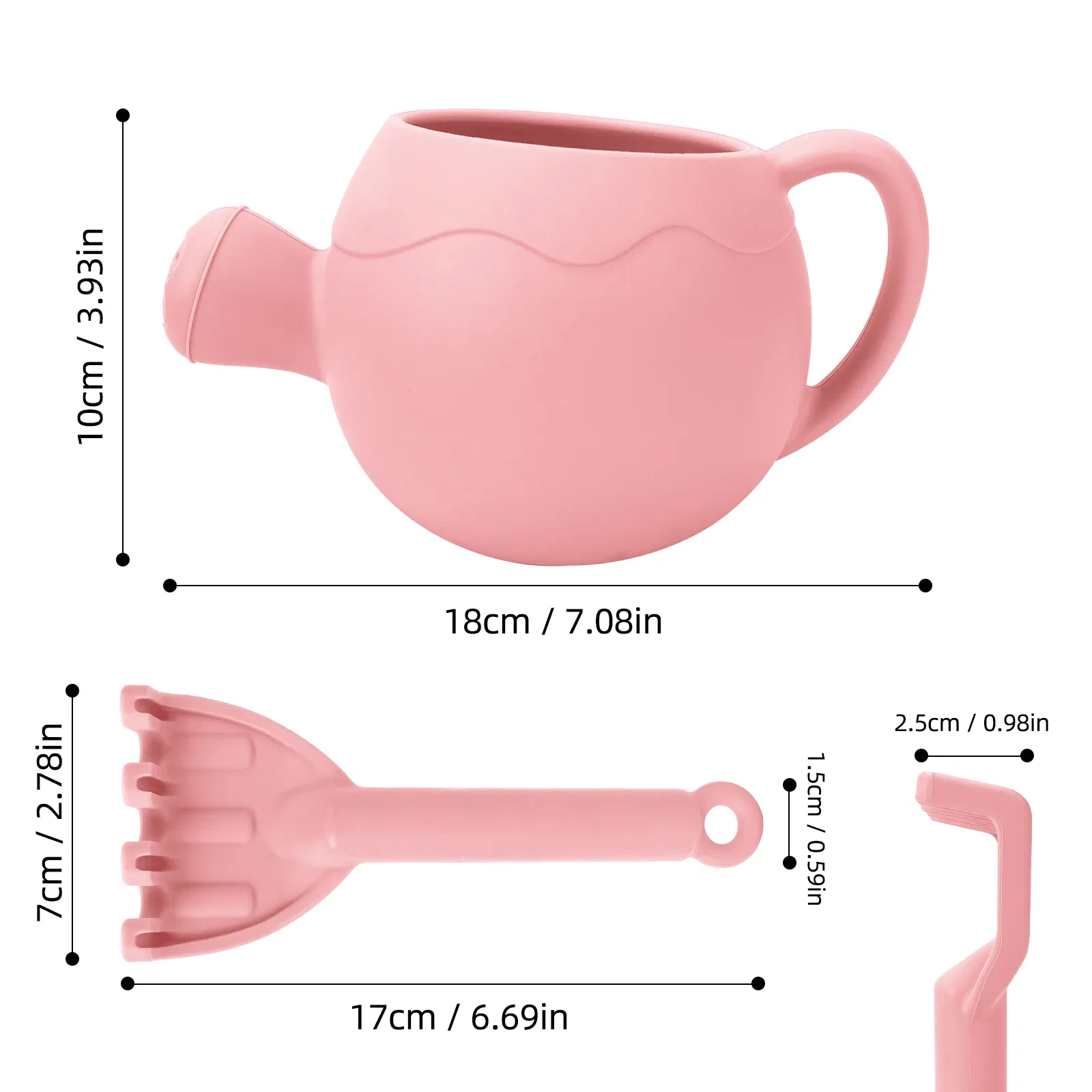 Color: Light Grey - Summer Beach Toys Sand playing tools Soft Silicone Watering Pot Rake Set Play Sand Bucket Shovels Suitable for children outdoors