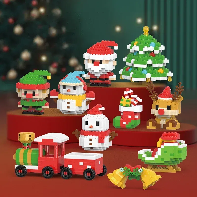 Color: WHITE - Santa Claus Building Blocks Christmas Bricks Gift Kids Toy Home Decoration Micro Particle Bricks Diy Assembly Games Xmas Gift