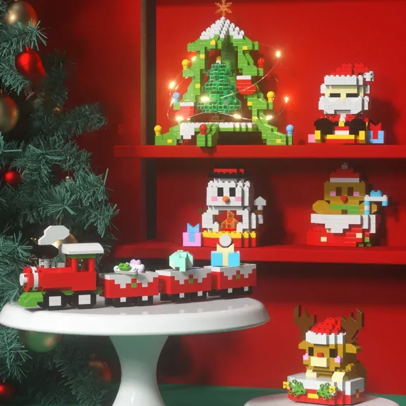 Color: WHITE - Santa Claus Building Blocks Christmas Bricks Gift Kids Toy Home Decoration Micro Particle Bricks Diy Assembly Games Xmas Gift
