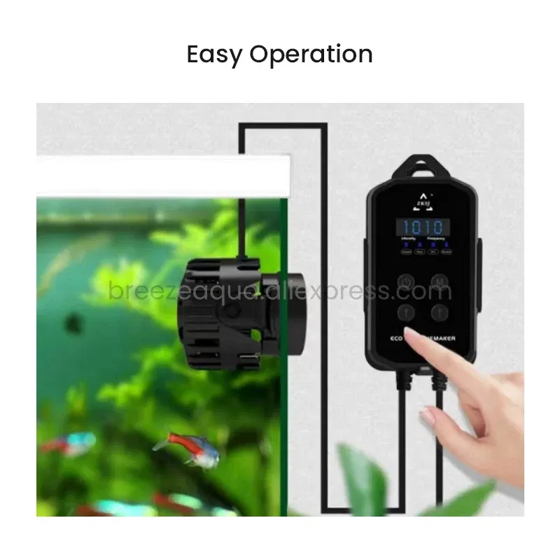 Color: Light Grey, Power: 4W - ZKSJ Eco Slim 6000/10000/15000/20000/25000 DC Mini Saltwater Fish Tank Aquarium Wavemaker Pump with Controller