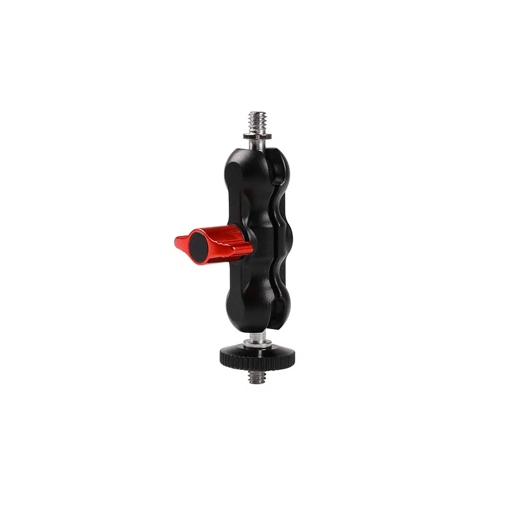Color: Red - Super Clamp Camera Clamp Mount Monitor 360?° Ballhead Magic Arm Double Ball Head Adapter with 1/4"-20 & 3/8"-16 For video