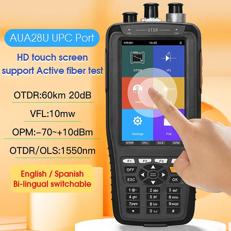 Color: Yellow, Ships From: CHINA - Top MINI OTDR 1310/1550nm 26/24dB Fiber Optic Reflectometer Touch Screen VFL OLS OPM Event Map Ethernet Cable Tester