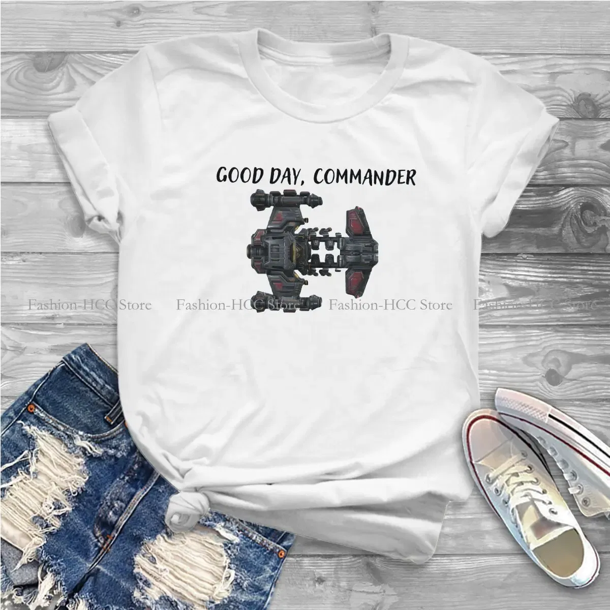 Color: black, Size: L - StarCraft Military Science Game Polyester TShirts Battlecruiser Personalize Homme T Shirt Hipster Tops