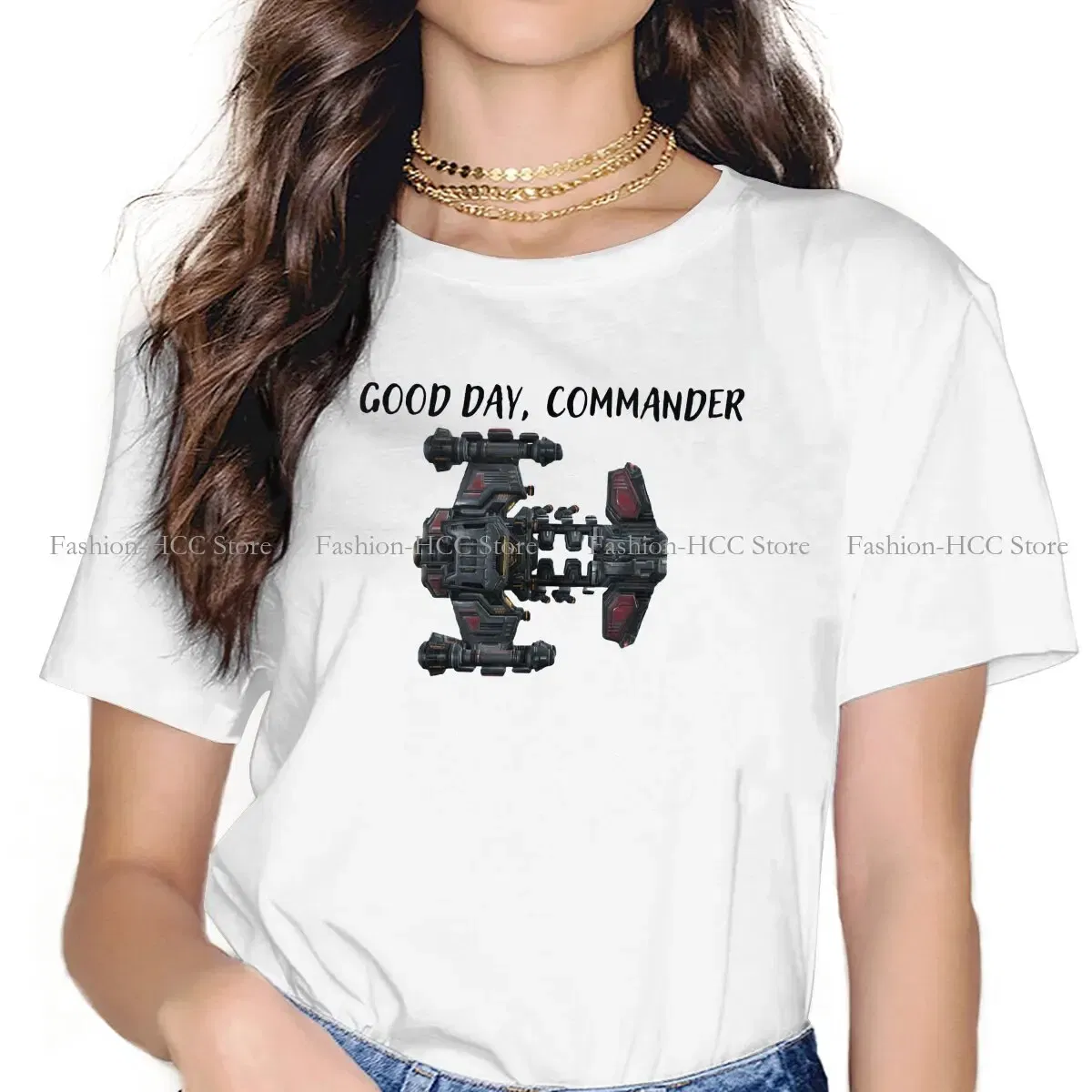 Color: black, Size: L - StarCraft Military Science Game Polyester TShirts Battlecruiser Personalize Homme T Shirt Hipster Tops