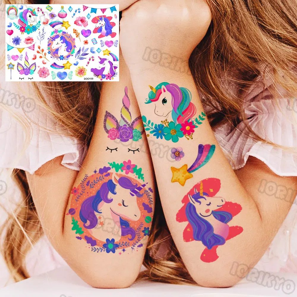 Color: black - Summer Style Temporary Tattoos For Kids Adult Boy Girl Fake Ice cream Tattoo Sticker Small Rock Flower Heart Tatoos Hands Finger
