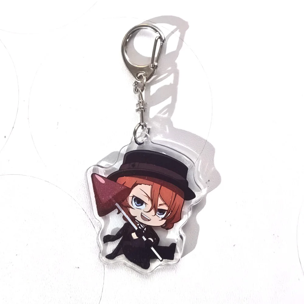 Color: WHITE, Size: 6 cm - Anime Bungou Stray Dogs Arcylic Keychain Atsushi Nakajima Dazai Flower Key Chain Women Men Accessories Bag Pendant Chaveio Gifts
