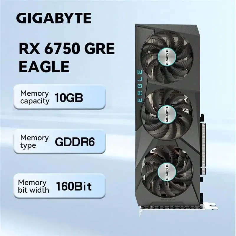 To RX6750GRE EAGLE graphics card 10G with Three fan Placa de v?­deo GDDR6 256 bits PCIe 4.0 For AMD 5700x3D CPU Kit