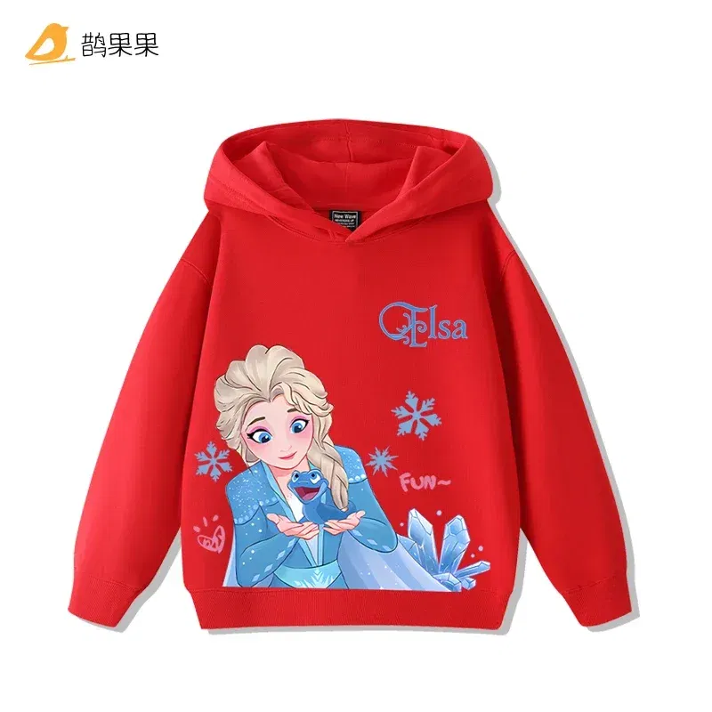 Color: Khaki, Kid Size: 3T - Queen Elsa Surrounding Girls Autumn and Winter Hooded Sweatshirt Children Girl Children's Tops Cute Long-sleeved Coat