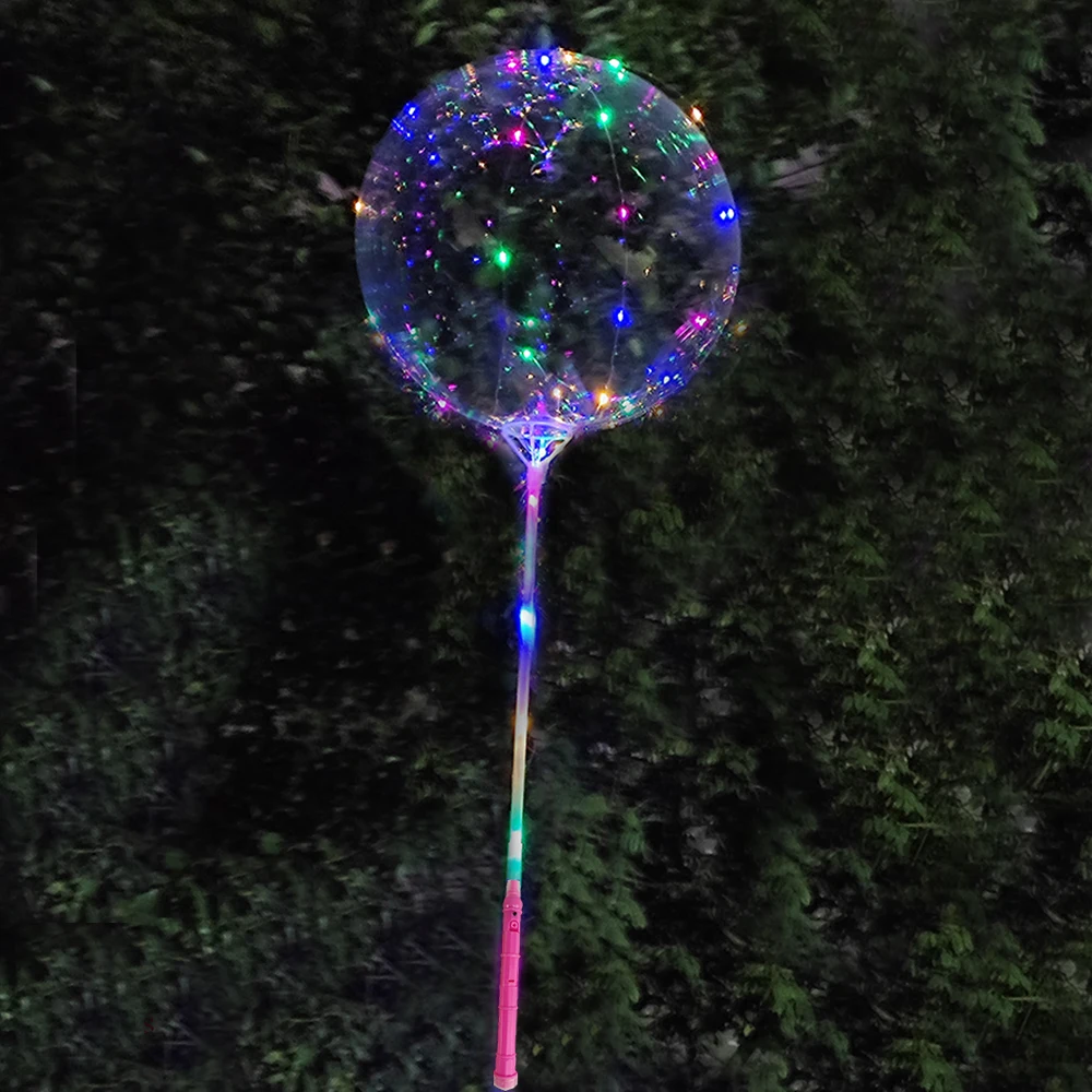 Color: Laser, Ballon Size: 10inch, Shape: X - 1/5/10/20/30pcs LED Light Up BoBo Balloons Colorful 3 Levels Flashing Handle 20 Inches Bubble Balloon 70cm Stick